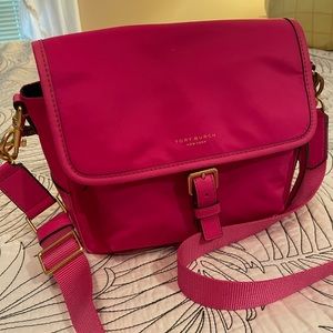 Tory Burch: hot pink Perry nylon crossbody bag